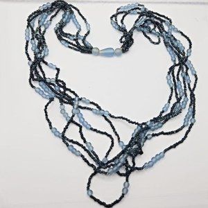 6 strand beaded tiered necklace, 30 inch